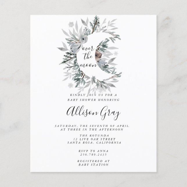 Over the Moon Baby Shower | Budget Flyer (Front)