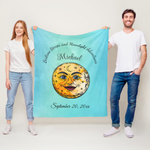 Over the Moon Baby Shower Celebration Fleece Blanket