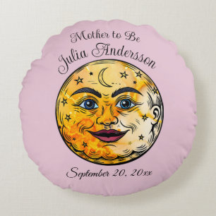 Over the Moon Baby Shower Celebration Round Cushion