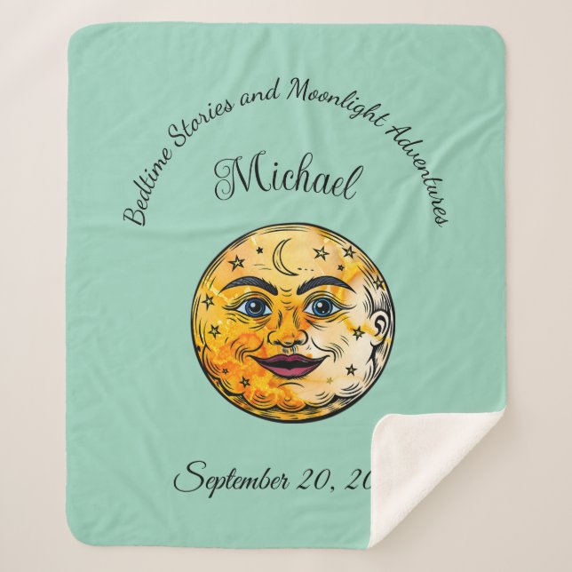 Over the Moon Baby Shower Celebration Sherpa Blanket (Front)