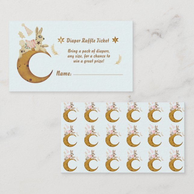 Over the Moon Baby Shower Diaper Raffle Enclosure Card (Front/Back)