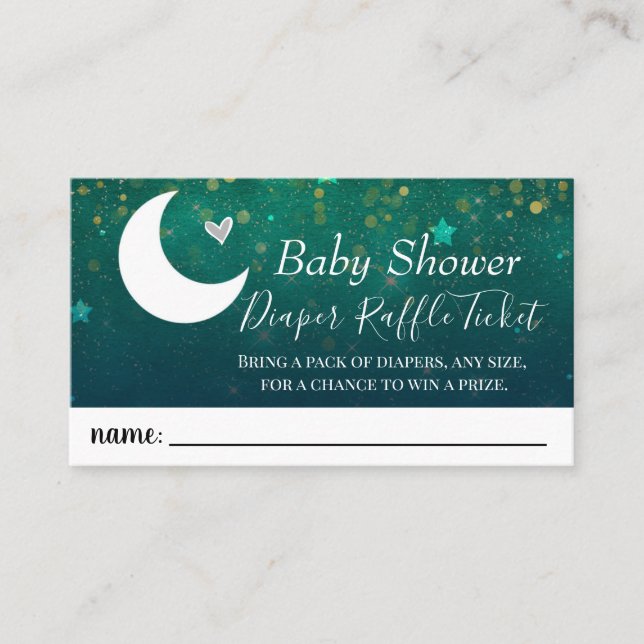 Over the Moon Baby Shower Diaper Raffle Ticket (Front)
