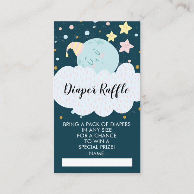 Over the Moon Baby Shower Diaper Raffle Ticket Enclosure Card (Front)