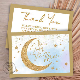 Over the Moon Baby Shower Flat Thank You Card