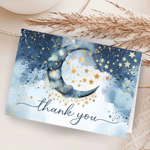 Over The Moon Baby Shower Folded Thank You Card