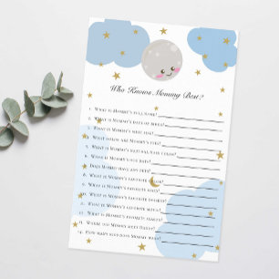 Over the Moon Baby Shower Game Who Knows Mummy  Flyer