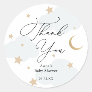 Over the Moon Baby Shower Gift Classic Round Stick Sticker