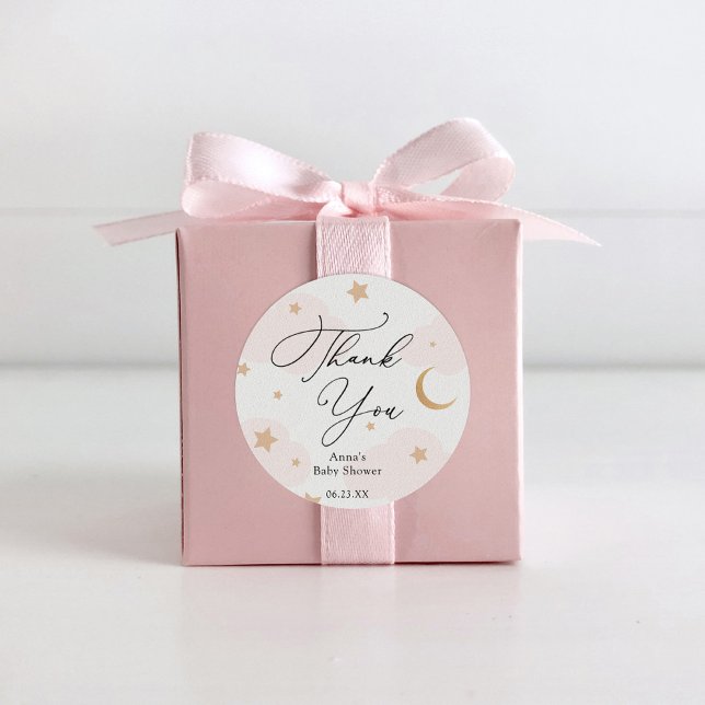 Over the Moon Baby Shower Gift Classic Round Sticker (Creator Uploaded)