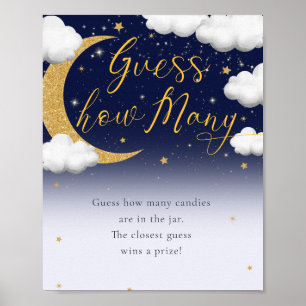 Over the Moon Baby Shower Guess How Many Sign