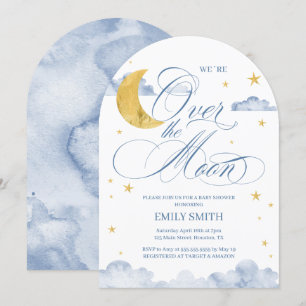 Over The Moon Baby Shower Invitation
