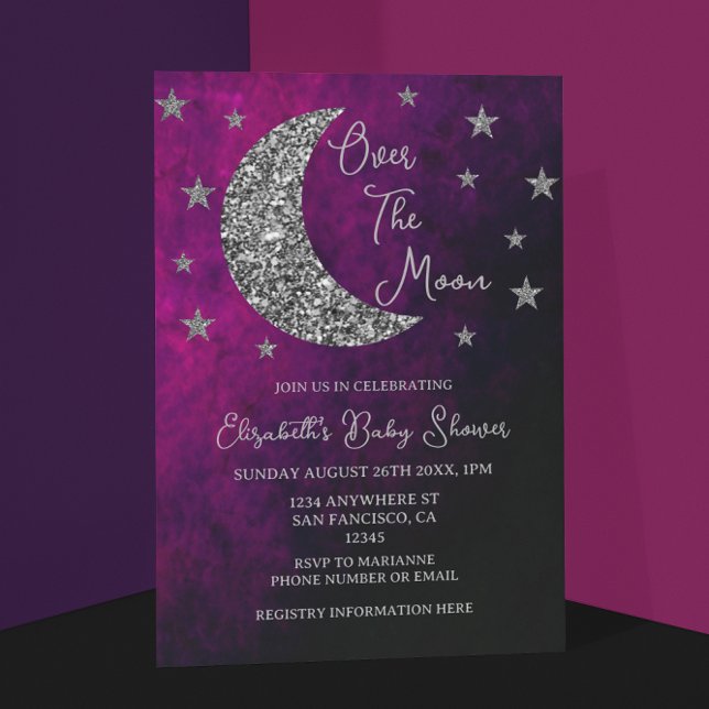 Over The Moon Baby Shower Invitation (Creator Uploaded)