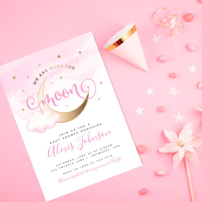 Over the Moon Baby Shower Invitation (Creator Uploaded)