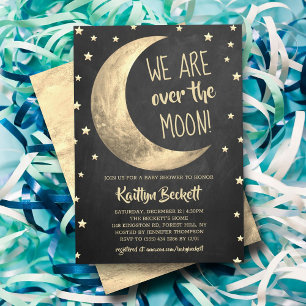 Over The Moon   Baby Shower Invitation