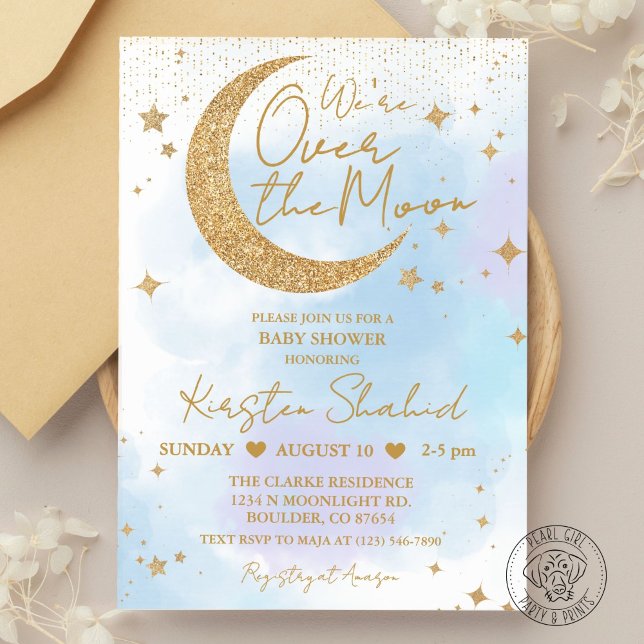 Over the Moon Baby Shower Invitation (Creator Uploaded)