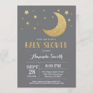 Over the Moon Baby Shower Invitation Gold Glitter