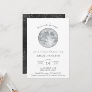 Over the Moon Baby Shower Invitation Neutral