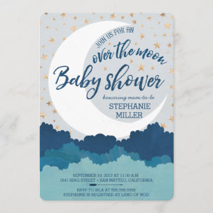 Over the Moon Baby Shower Invitations