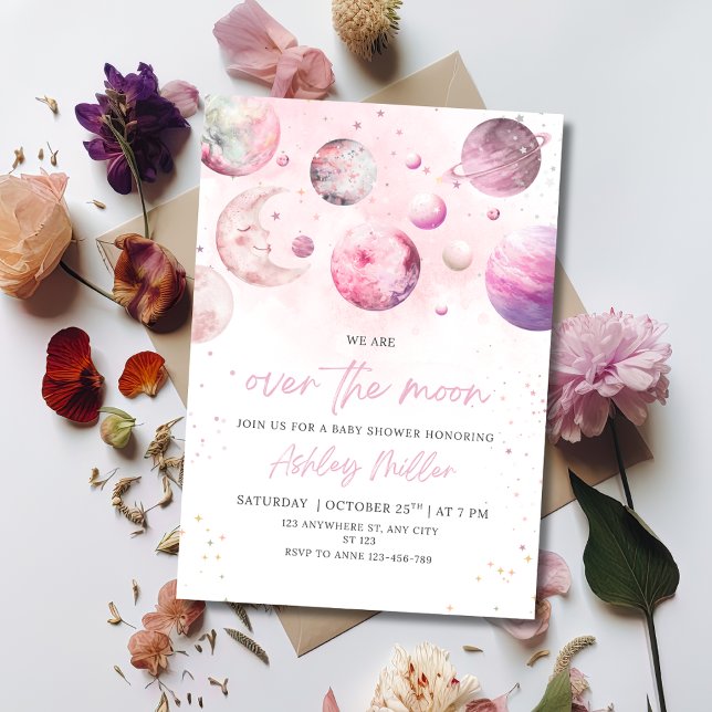 Over The Moon Baby Shower Invite, Girl Baby Shower Invitation (Creator Uploaded)