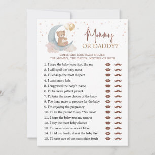Over the Moon Baby Shower Mummy Or Daddy Game Card