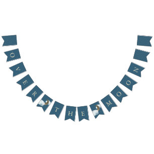 Over the Moon Baby Shower Navy Blue Bunting Flags