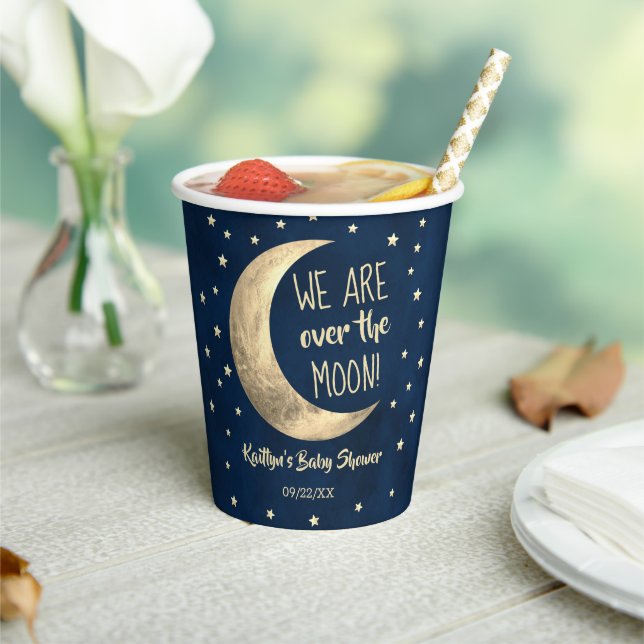 Over The Moon | Baby Shower Paper Cups (Insitu)