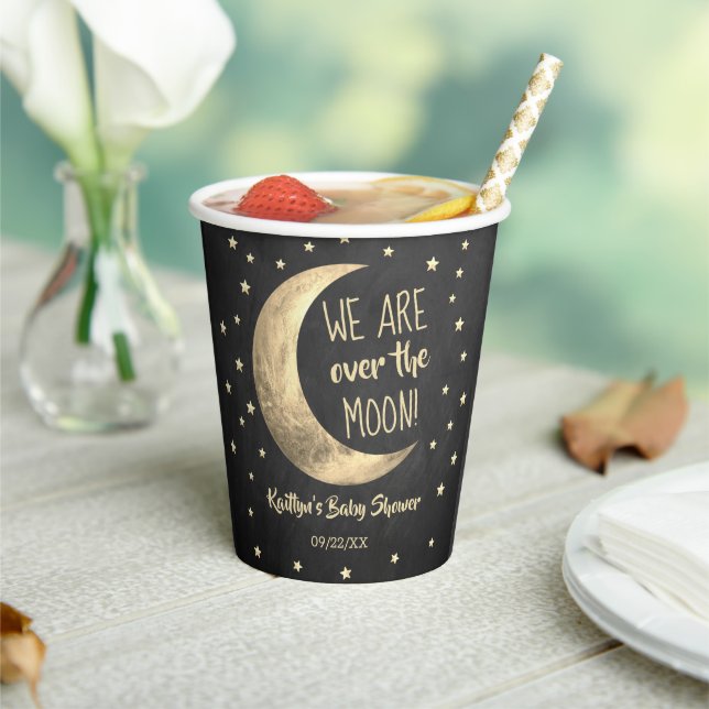 Over The Moon | Baby Shower Paper Cups (Insitu)