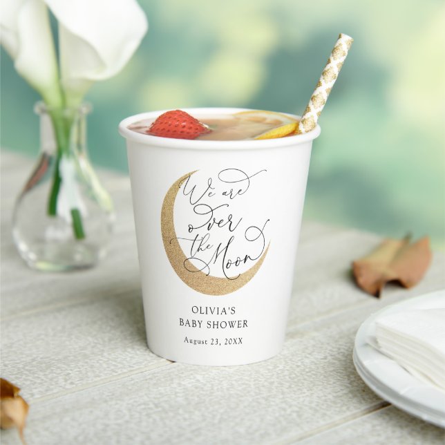 Over the Moon Baby Shower Paper Cups (Insitu)