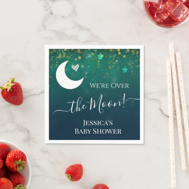 Over the Moon Baby Shower Paper Napkin (Insitu)