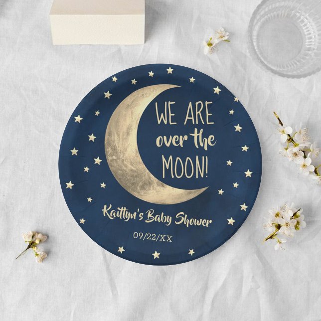 Over The Moon | Baby Shower Paper Plate (Creator Uploaded)