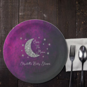 Over The Moon Baby Shower Paper Plate