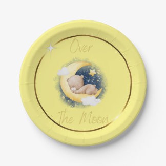 Over the Moon Baby Shower Paper Plates