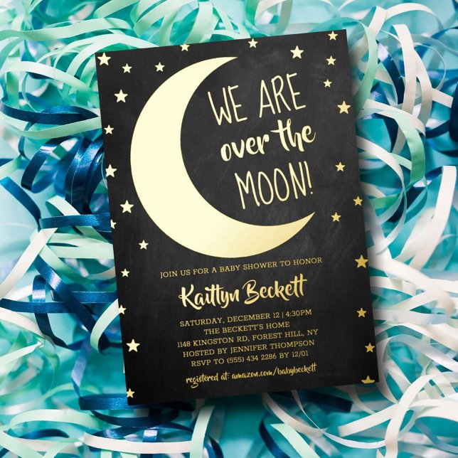 Over The Moon | Baby Shower Real Foil Invitation (Creator Uploaded)