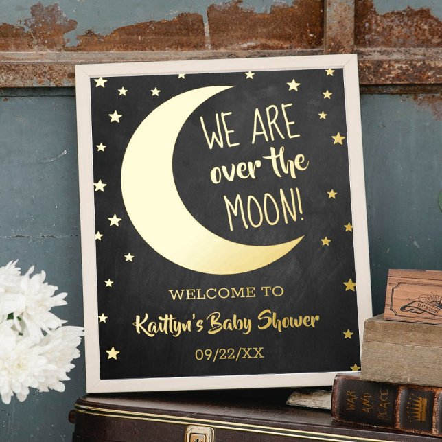 Over The Moon | Baby Shower Real Foil Welcome Sign (Creator Uploaded)