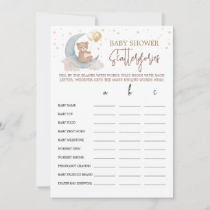 Over the Moon Baby Shower Scattergories Game Card