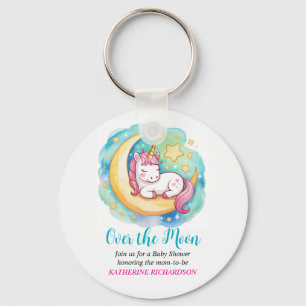 Over the Moon Baby Shower – Sleeping Unicorn Key Ring