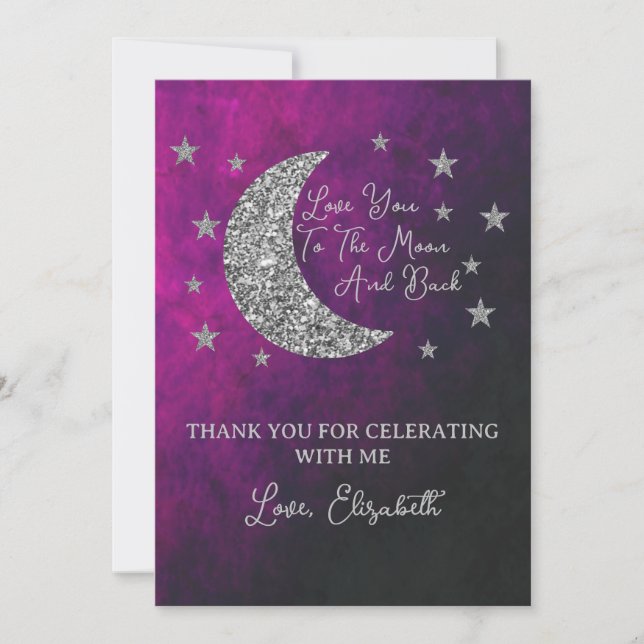 Over The Moon Baby Shower Thank You Card (Front)