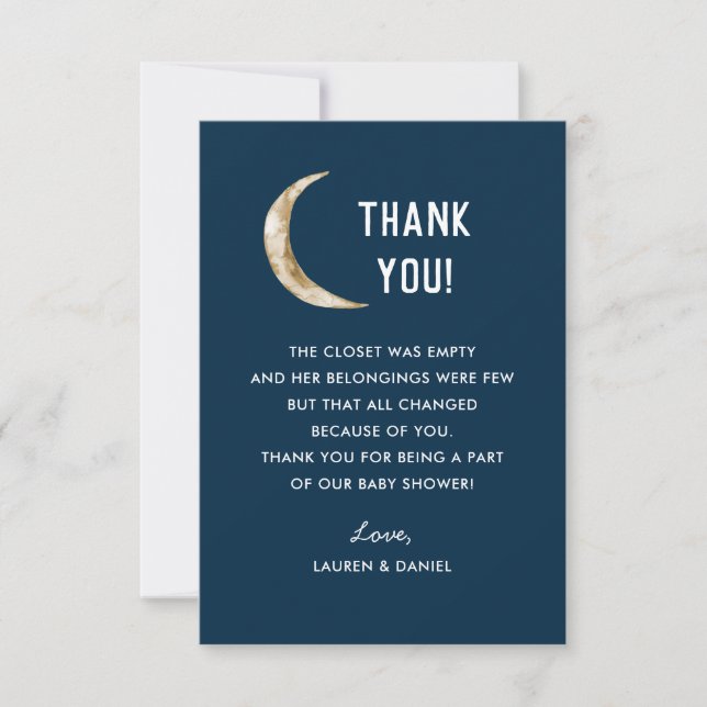 Over The Moon Baby Shower Thank You Cards (Front)