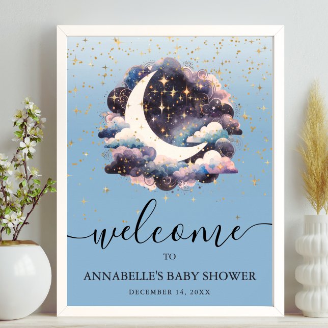 Over The Moon Baby Shower Welcome Sign (Over The Moon Baby Shower Welcome Sign)