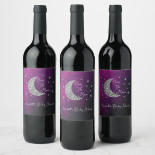 Over The Moon Baby Shower Wine Label