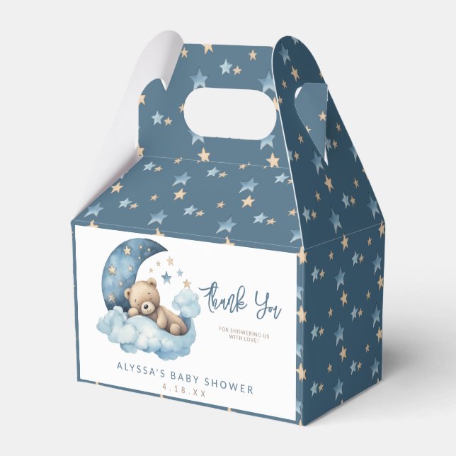 Over the Moon Bear Teddy Baby Shower Favour Box (Back Side)