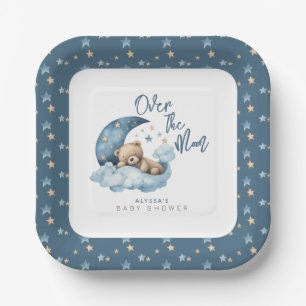 Over the Moon Bear Teddy Baby Shower Paper Plate