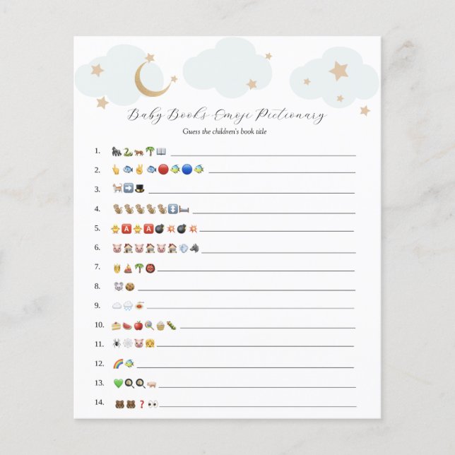 Over the Moon Blue Baby Books Emoji Game  (Front)