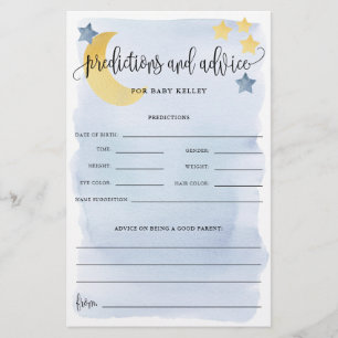 Over The Moon, Blue Baby Predictions Paper Card