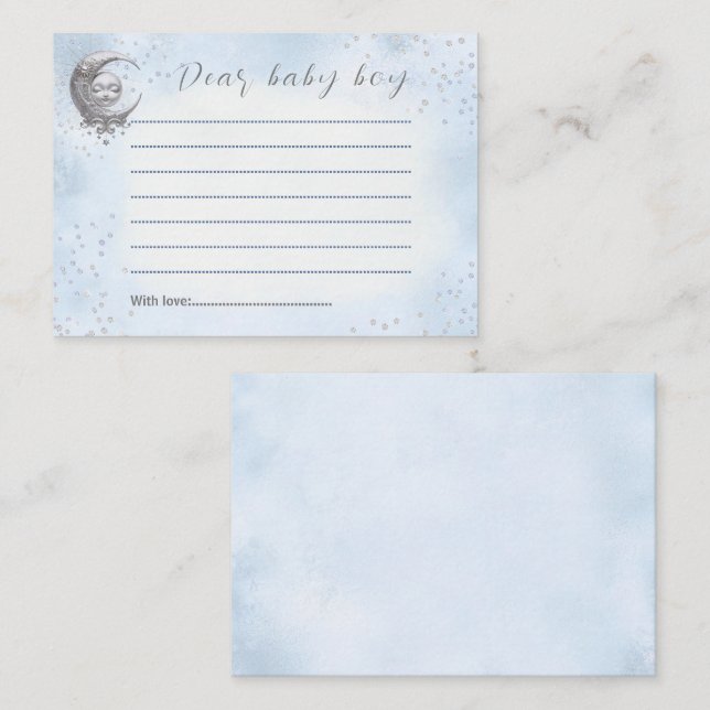 Over The Moon Blue Baby Shower Time Capsule Card (Front/Back)