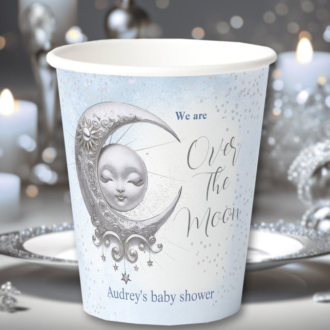 Over The Moon Blue Boy Baby Shower Paper Cups (Over The Moon Blue Boy Baby Shower Paper Cups)