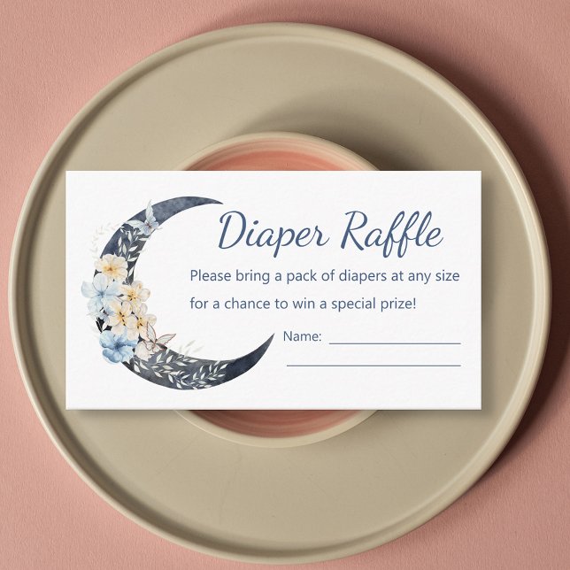 over the moon blue diaper raffle baby shower  enclosure card (Creator Uploaded)