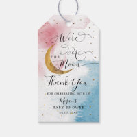 Over The Moon Blue Pink Gold Twins Baby Shower