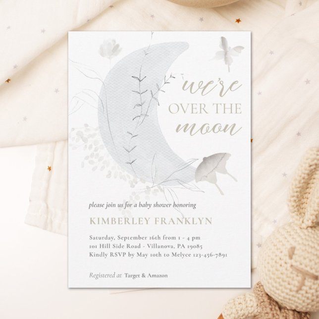 Over the Moon Boho Boy Baby Shower Invitation (Creator Uploaded)