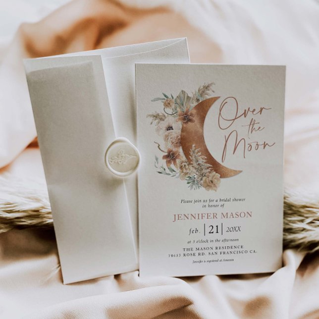 Over the Moon Boho Bridal Shower Invitation (Creator Uploaded)