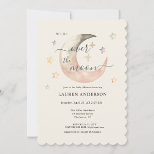 Over The Moon Boho Celestial Baby shower Invitation